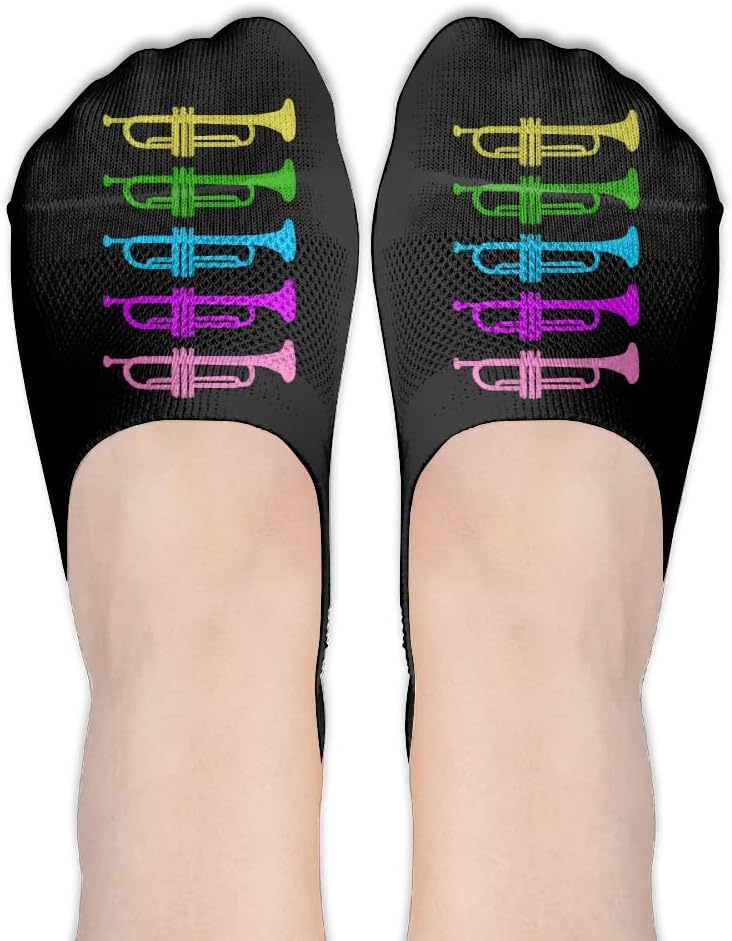 Music Trumpet in Color Socks Boat Low Cut Thin No Show
