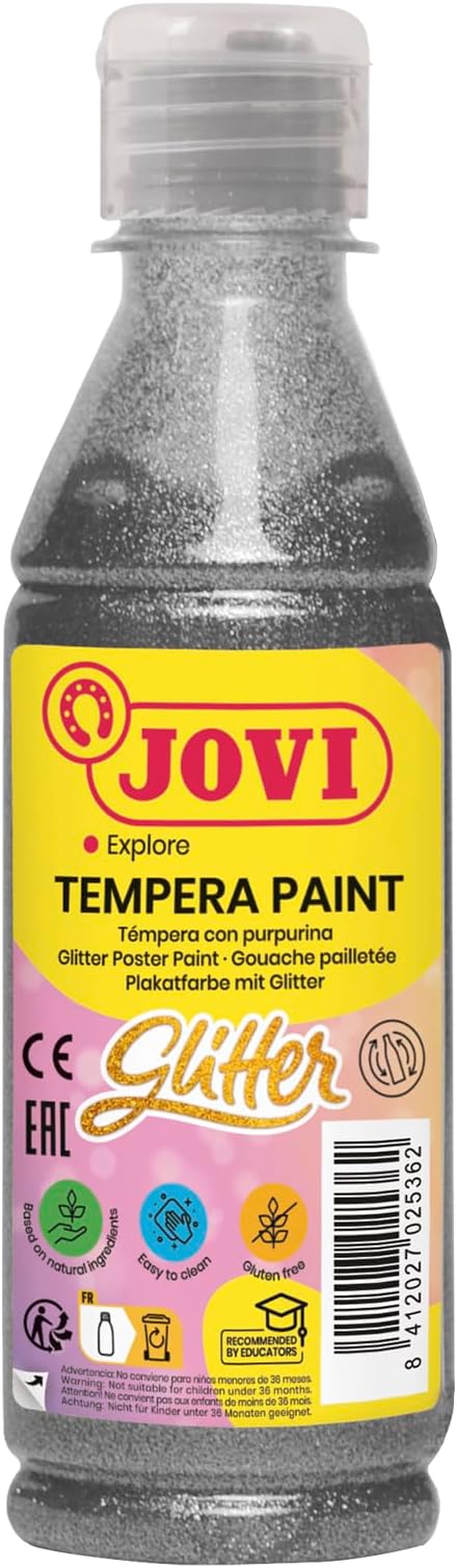 Jovi Liquid Poster Paint 250Cc Glitter Silver, 517, 0.25 Liters