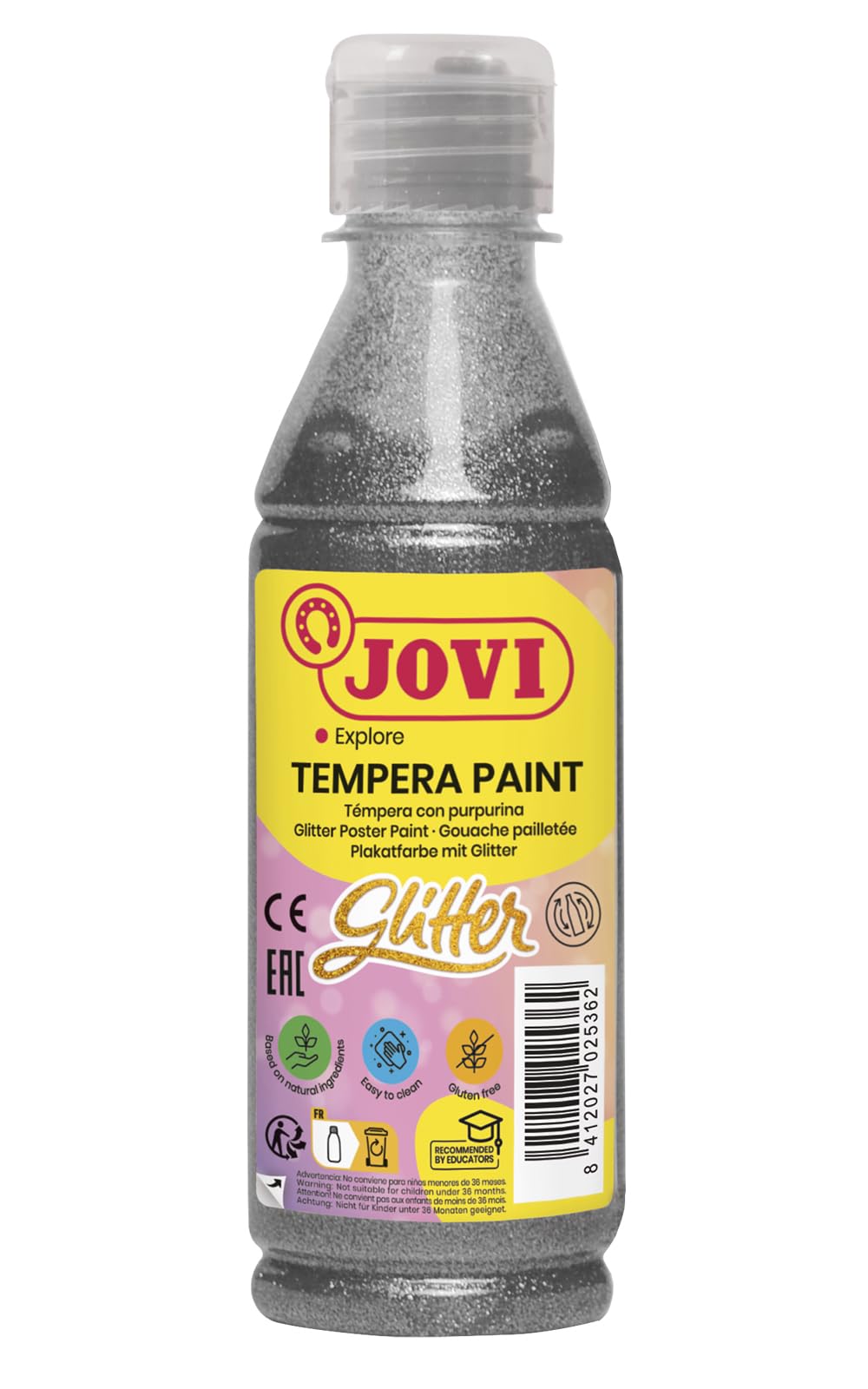 Jovi Liquid Poster Paint 250Cc Glitter Silver, 517, 0.25 Liters