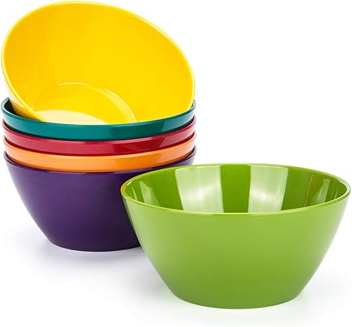 Miniatura 1 de KOXIN-KARLU Tazones de melamina de 6 pulgadas, cuencos de cereales de 26 onzas, juego de 6 unidades, multicolor, 100% melamina, aptos para