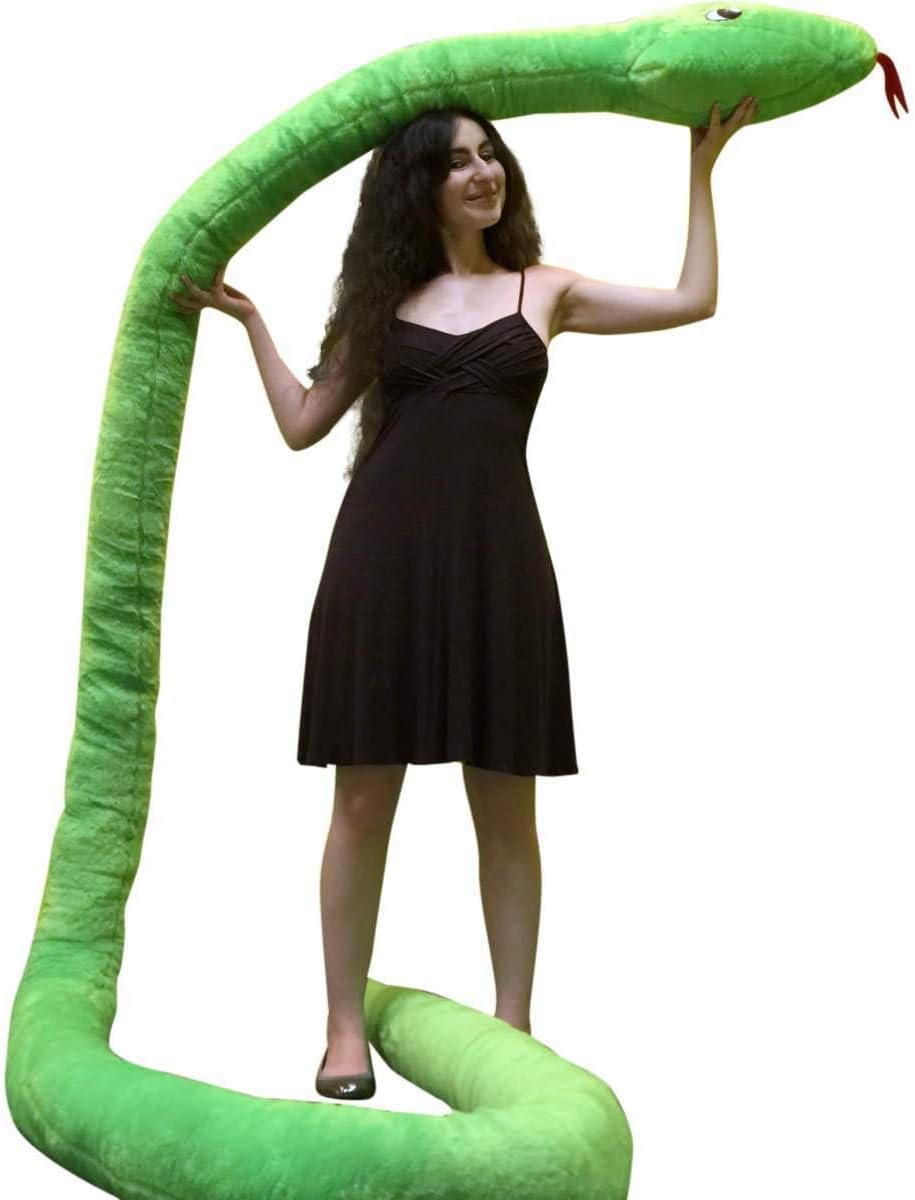 Big Plush American Made Giant Stuffed Snake 18 Feet Long Soft Green Serpent