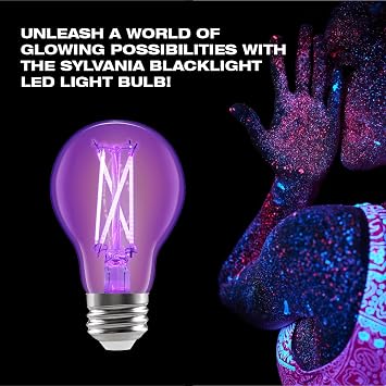 Sylvania Black Light LED Light Bulb, 7W, A19, Medium Base, Clear - 2 Pack (45052)