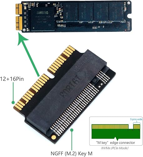 Miniatura 4 de HLT M.2 NVME SSD Convert Tarjeta adaptadora para MacBook Air Pro Retina (año 2013-2017), NVME/AHCI SSD Kit actualizado para A1465 A1466 A1398 A1502