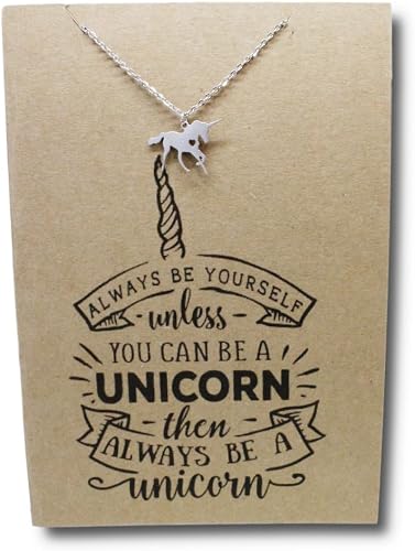 Embellished Stainless Steel Necklace On Message Card -Unicorn