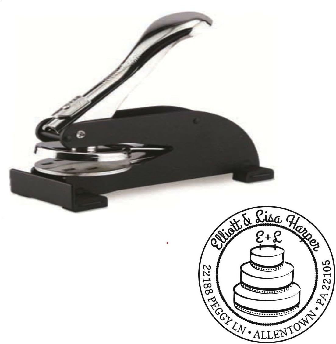 Custom Anniversary Logo Desk Embosser Seal - 1.675'' Round Personalized Paper Embosser