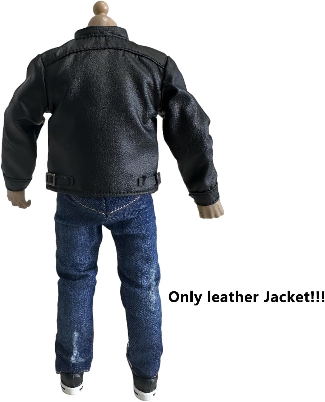 1/12 Action Figure Clothes,Leather Jacket for 6 inch Male Action Figures,6 inch Male Jackets. (Stand-up Collar-Black)