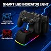 Estación de carga para control de PS4, base de carga NBGame con LED, estación de carga de reemplazo para PlayStation 4 con cargador y almacenamiento 5