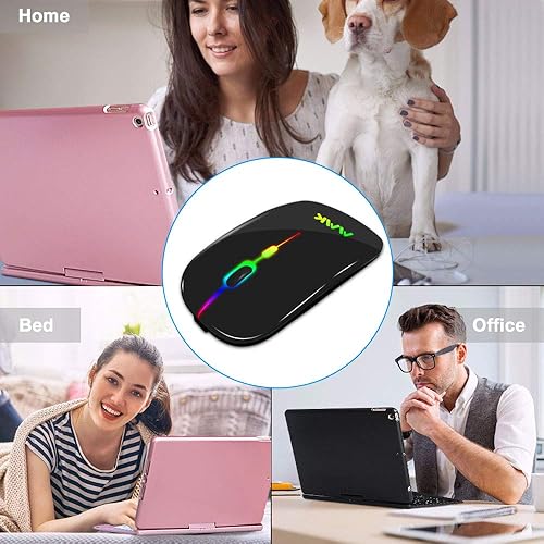 Miniatura 8 de Mouse con Bluetooth delgado de doble modo inalámbrico y recargable receptor Bluetooth 50  24 G mouse portátil de 1600 DPI para MacBook laptops