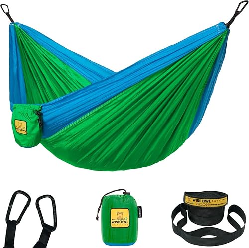 Wise Owl Outfitters Hamaca de camping  Hamaca portátil de 500 libras con correas de árbol  viajes, mochileros, senderismo, equipo de campamento al