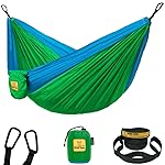 Wise Owl Outfitters Kids Hammock - Small Camping Hammock, Kids Camping Gear w/Tree Straps and Carabiners for Indoor/Outdoor Use - Kid Size Green & Blue