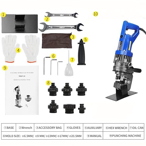 Miniatura 4 de YUEWO Perforadora hidráulica eléctrica, perforadora de metal para placa de acero Placa de hierro Placa de aluminio, Máquina de perforación 14"-45",