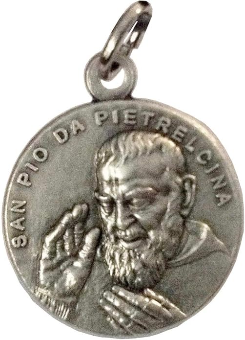 Medalha de São Pio de Pietrelina (Padre Pio) – Feito em alto relevo – 100% feito na Itália