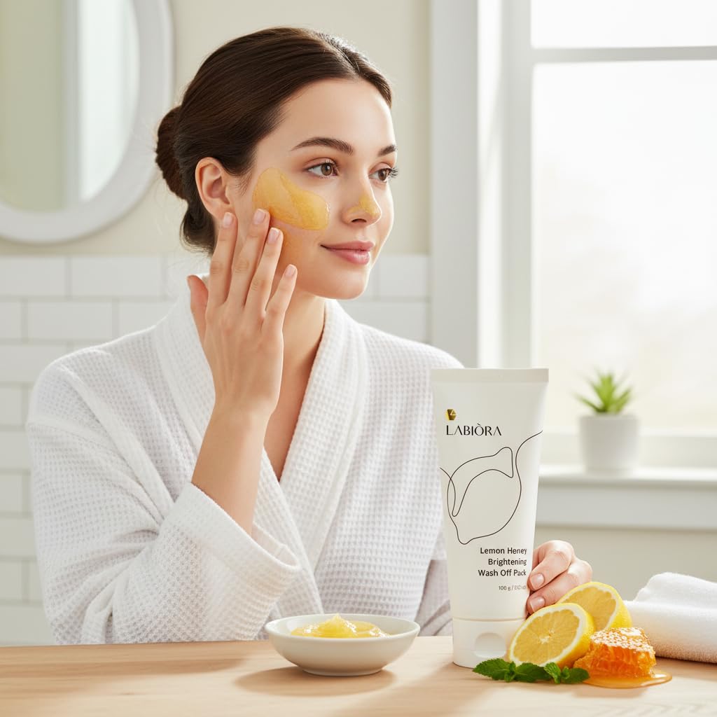 Lemon Honey Face Mask Wash-Off Pack & Scrub — 5-Minute, Exfoliating, Hydrating, Gentle for Sensitive Skin, with Manuka Honey & Lemon Extract, 3.52 oz (100 g) - Image 3