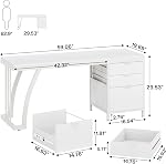 Tribesigns Computer Desk with 3 Drawers, 59-Inch PC Desk with Reversible Drawers, Industrial Study Writing Table Workstation with File Storage for Home Office, White