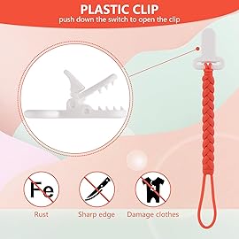 4-Pack Silicone Pacifier Clips with a Woven Rope Shape for Baby Boys and Girls - Flexible and Rust-Free Holders for Teething Relief and Baby Essentials, Safe for Newborns (Pink)