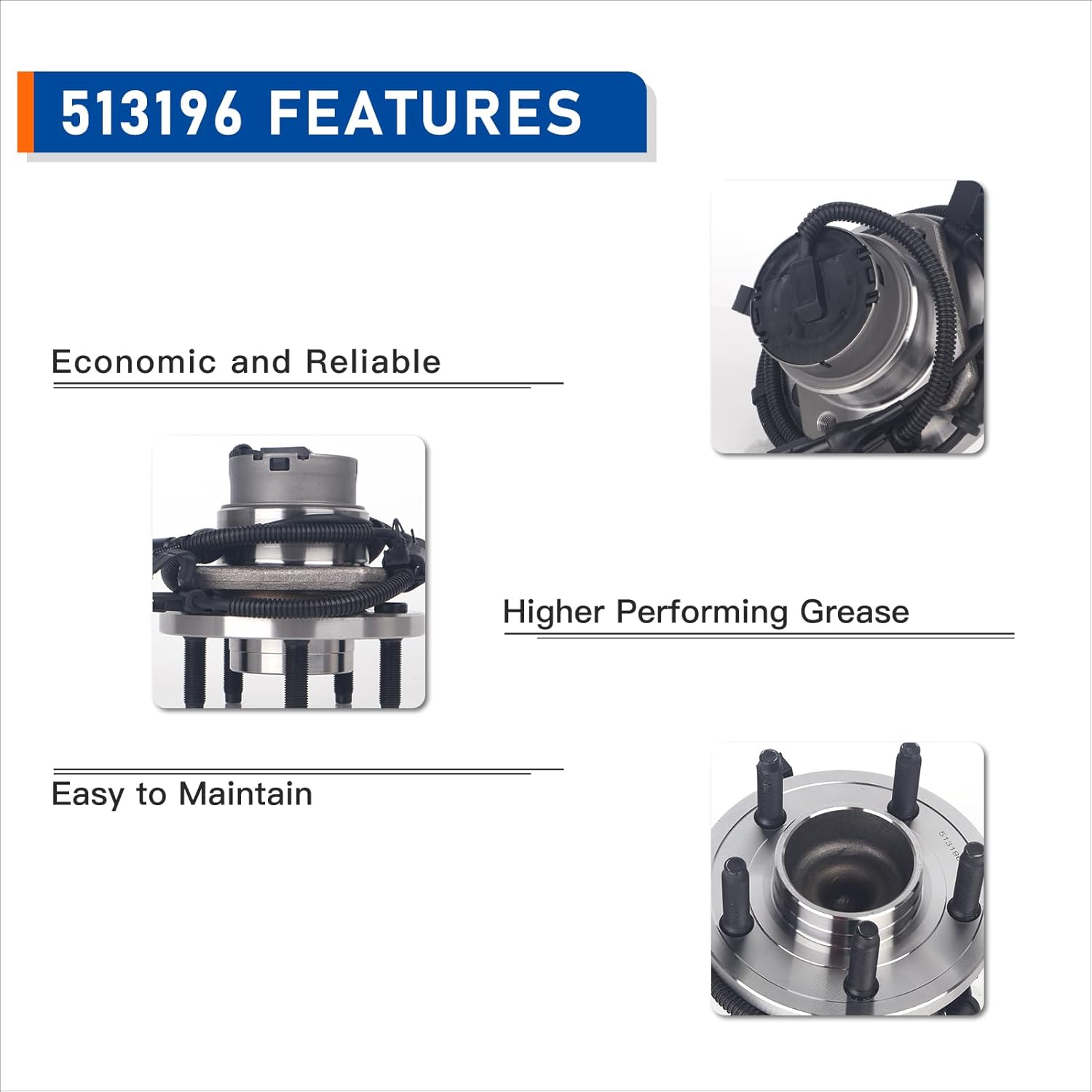 PAROD 513196 Front Wheel Hub and Bearing Assembly Fit for 2003-2005 Ford Crown Victoria, Lincoln Town Car, Mercury Grand Marquis, 2003-2004 Marauder w/ABS