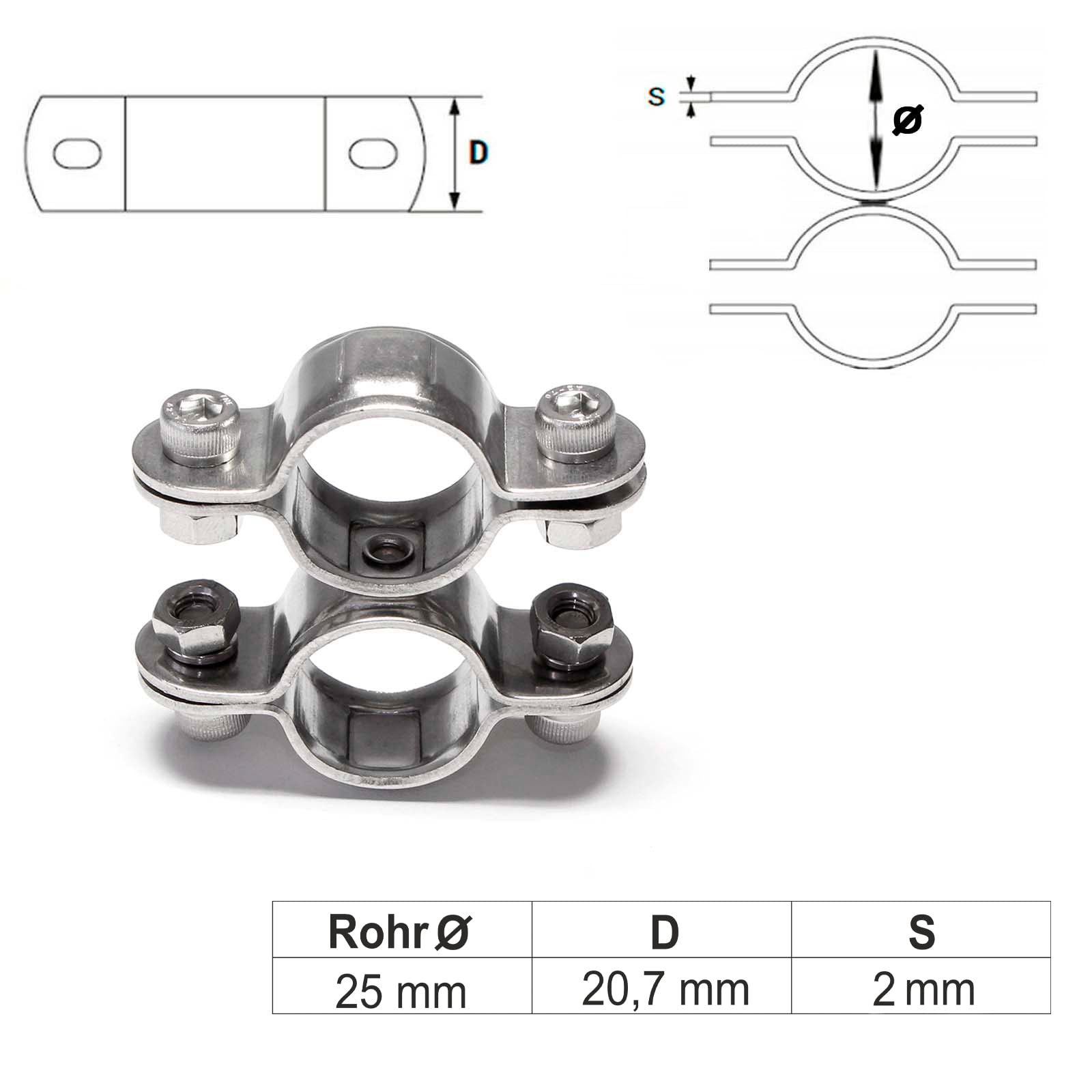 Jonction Tuyauterie Lot De 4 Colliers De Serrage Acier Inox 304 2 Raccords Bassin ZANPOON - 25mm Pour Tuyaux Kit Raccordement Tuyau