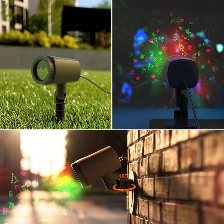 DXstring Christmas Projector Lights LED Projection Lamp IP65 Waterproof Christmas Projector Lamp with RF Remote, Projection Light for Outdoor Party, Halloween, Xmas, Birthday, New Year