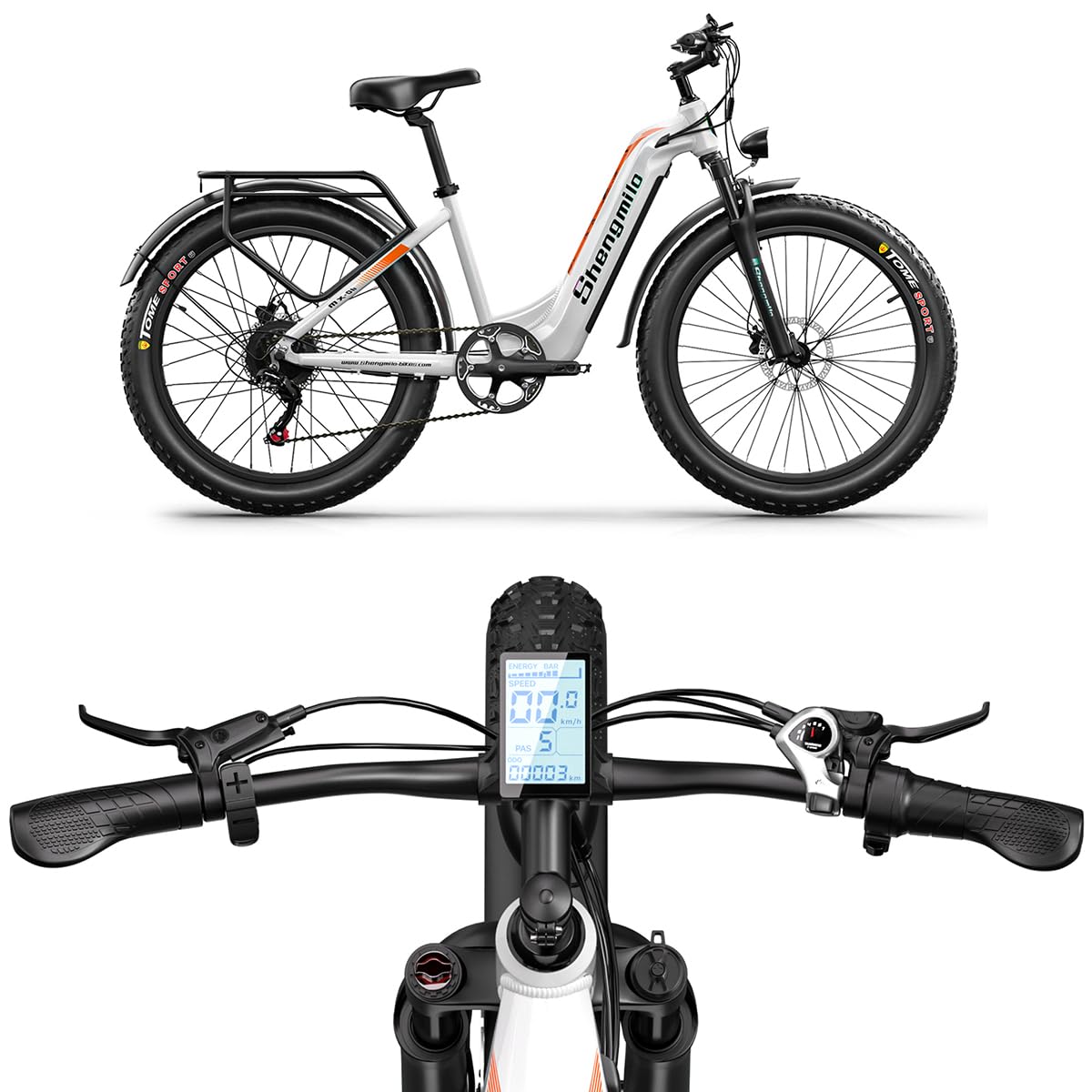 Shengmilo MX06 Bicicletta Elettrica Uomo/Donna, 80N.M, 26 Pollici Pneumatico Largo, Cambio a 7 Marce, Batteria 48V17.5AH, City Bike