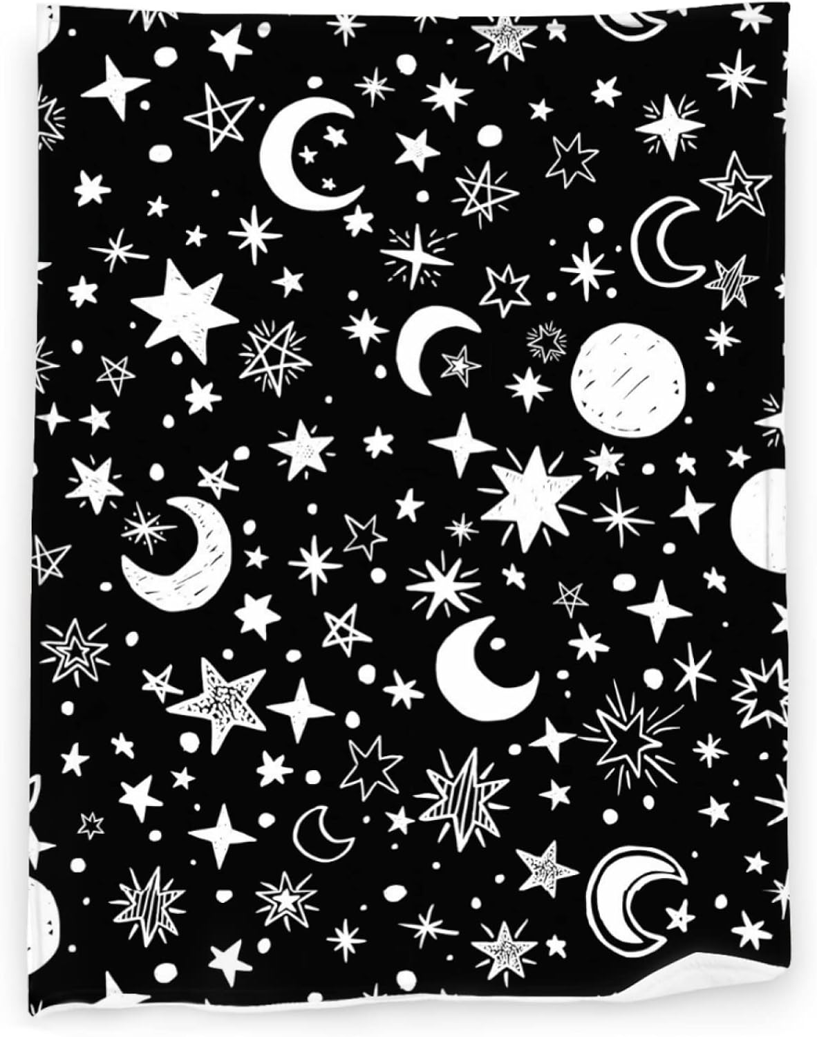 Moon and Stars Throw Blanket, Moon and Stars Blanket Black