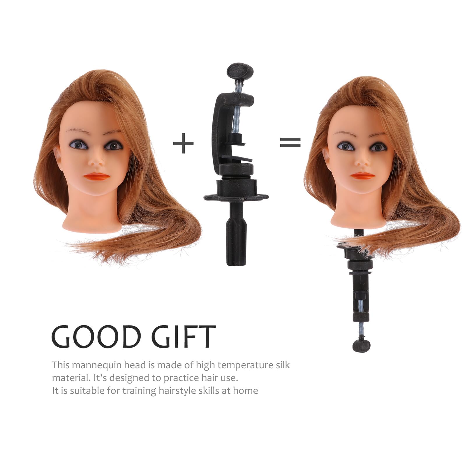 Schaufensterpuppe aus Hitzebeständigem Seidenmaterial mit Goldfarbton Inkl Ständer Haarstyling Kopf zum Frisieren und Flechten Geeignet für Kinder und Professionelle Friseure