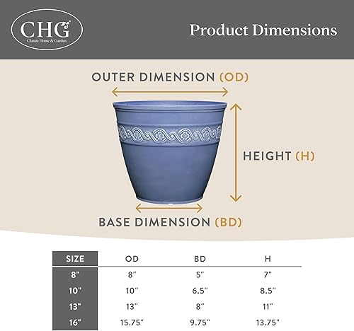 Miniatura 5 de Classic Home and Garden 9411D-060 maceta redonda Corinthian de 10, marfil