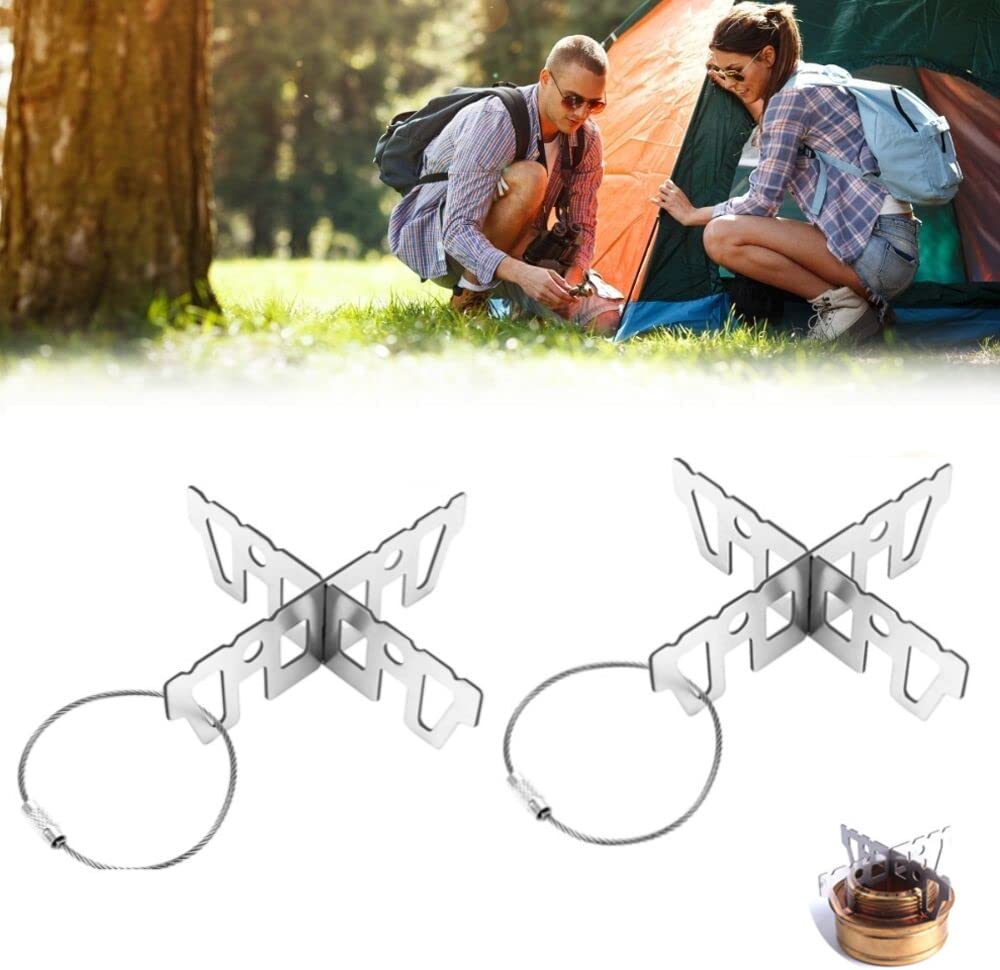 WINOMO Kreuzständer Edelstahl - Klappbarer Spirituskocher-Ständer Für Camping