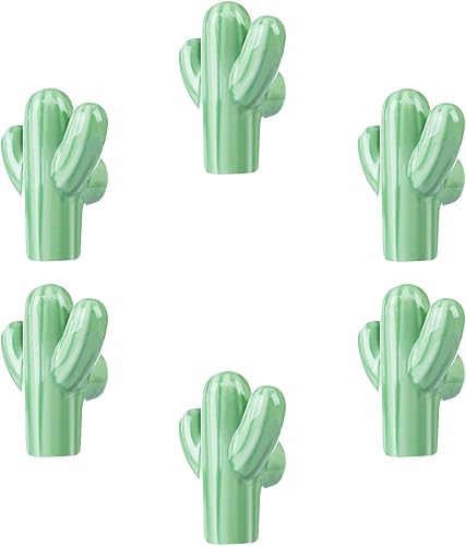 ZILucky Tiradores de cerámica con forma de cactus para cuarto de bebé, armario, armario, cocina, verde desierto, pomos temáticos de plantas, paquete