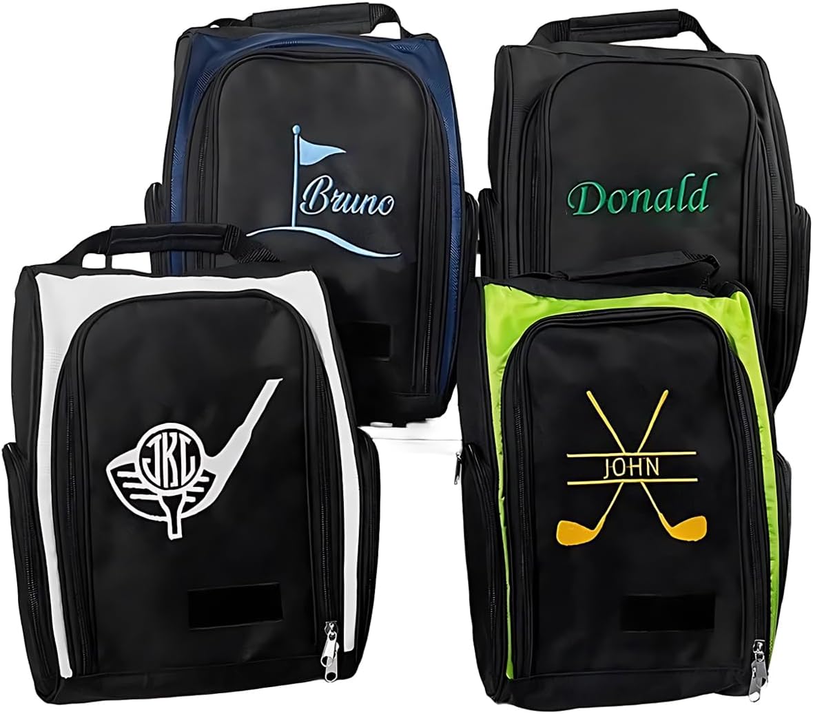 Custom Name Golf Shoe Bag with Pockets for Golf Ball and Tees Personalised Embroidered Golf Shoes Travel Bag Holder with Zipper for Men Women Gifts Monogrammed Shoe Storage Bags Carrier with Logo