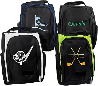 Custom Name Golf Shoe Bag with Pockets for Golf Ball and Tees Personalized Embroidered Golf Shoes Travel Bag Holder with Zipper for Men Women Gifts Monogrammed Shoe Storage Bags Carrier with Logo