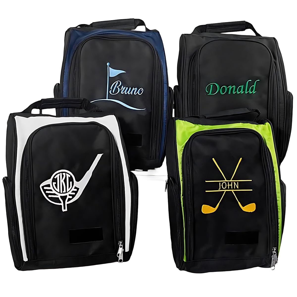 Personalisierte Golf-Schuhtasche mit Namen Bestickt und Fächern für Golfbälle und Tees - Individuelle Golf Schuhtasche mit Reißverschluss für Herren und Damen - Golf Aufbewahrungstasche mit Logo
