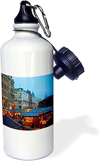 3dRose "Austria, Vienna, Christmas Market on Town Hall Square EU03 MGL0040 Miva Stock" Sports Water Bottle, 21 oz, White