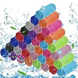 MENOLY 50 Pack Cooling Towels, Cooling Towels for Neck and Face, Sweat Microfiber Towel Soft Breathable Towel for Gym, Yoga, Camping, Running, Fitness, Workout & More Activities