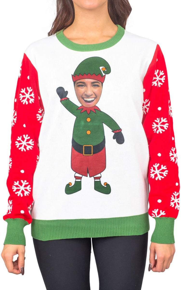Custom Ugly Christmas Sweater Elf Yourself Upload Your Photo Sweater