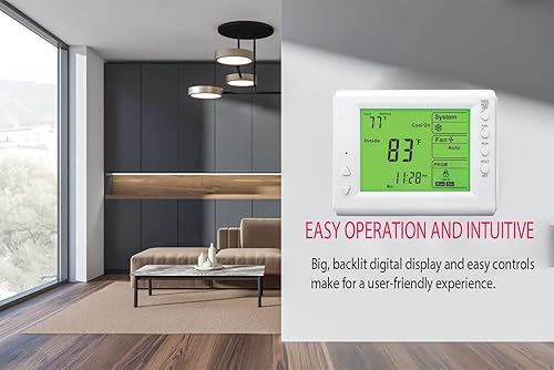 Miniatura 5 de Termostato programable de 5+2 días Pantalla LCD Control de temperatura de calor y refrigeración - Fácil de instalar para aire acondicionado