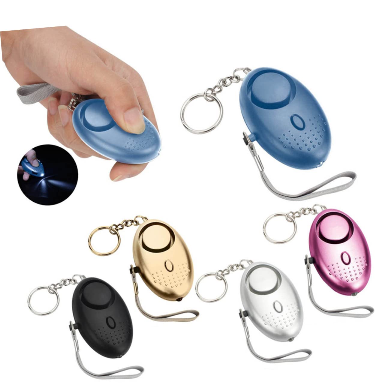 jojofuny 6piezas Alarma Personal De Emergencia con Linterna Led para Seguridad De Mujeres y Ancianos Plata
