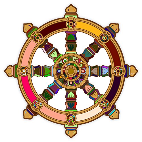 Wheel Prismatic Ornate Dharma Wheel sticker decal 4" x 4"