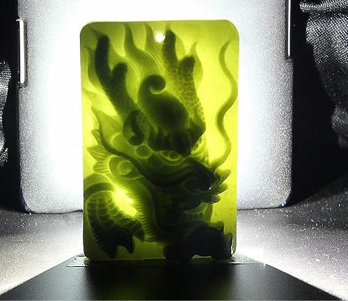 Miniatura 7 de Amuleto colgante de nefrita de jade verde hetiano natural tallado Fengshui zodiaco dragón bestia, Jade, no conocido
