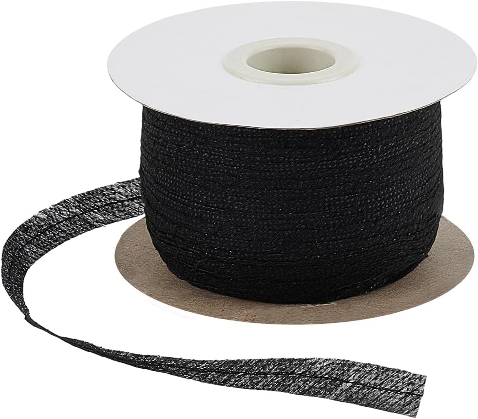 BENECREAT 109.36Yardsx0.4inch Black Fusible Interfacing Fabrics, Non-Woven Interfacing Iron-On Fabric for Clothing and Craft Projects