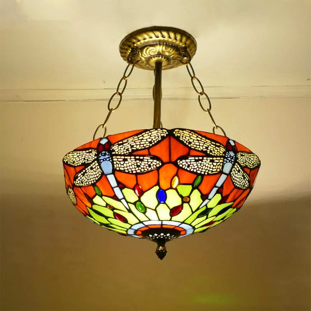 SXWNBIFH European Chandelier Vintage Creative Color Glass Pendant Lamp Home Living Room Restaurant Bedroom Hotel Villa Cafe Corridor Chandelier (B D30CM)