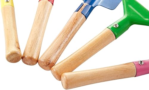 Miniatura 3 de Juego de herramientas de jardinería para niños, 5 herramientas de jardinería para niños de metal con mango de madera resistente, herramientas de