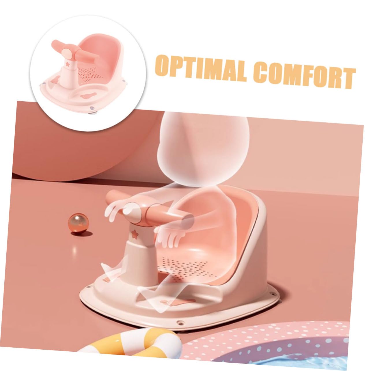 Healvian Babybadewannensitz für 6-12 Monate Babys mit Rutschfestem Design und Ergonomischer Form aus Pp und Tpe für Sicheres Baden zu Hause im Apartment