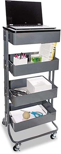 VF51025 - Carrito de almacenamiento multiuso, estación de trabajo de pie, 17 pulgadas de ancho x 14 3/8 pulgadas de profundidad x 18 1/2-39 d, gris