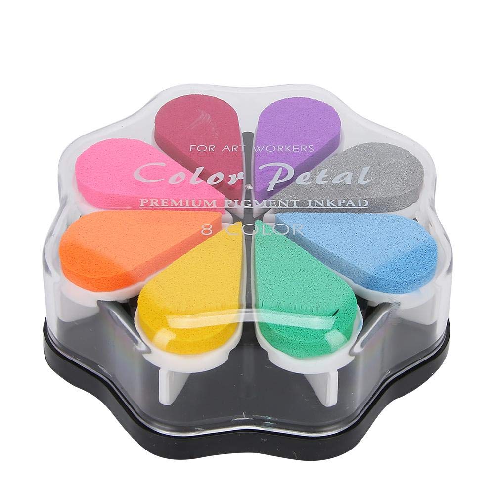 Set di tamponi per timbri, 8 colori, atossici, a forma di petalo, per timbri di impronte digitali, per stampaggio di carte, inchiostro per fai da te, tela, matrimonio, artigianato di carta,