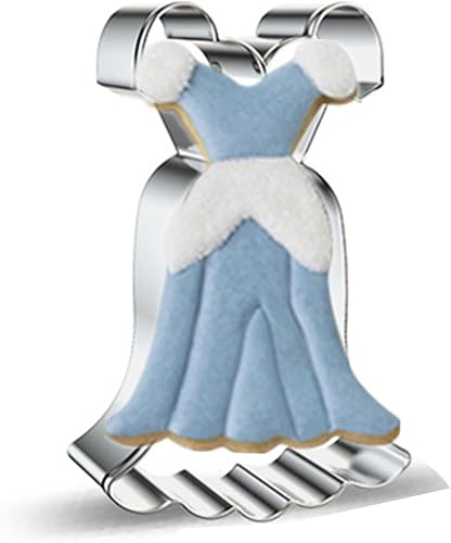Miniatura 5 de Cortador de galletas en forma de vestido de gran tamaño, vestido de novia de manga corta de acero inoxidable, vestido de princesa, cortador de