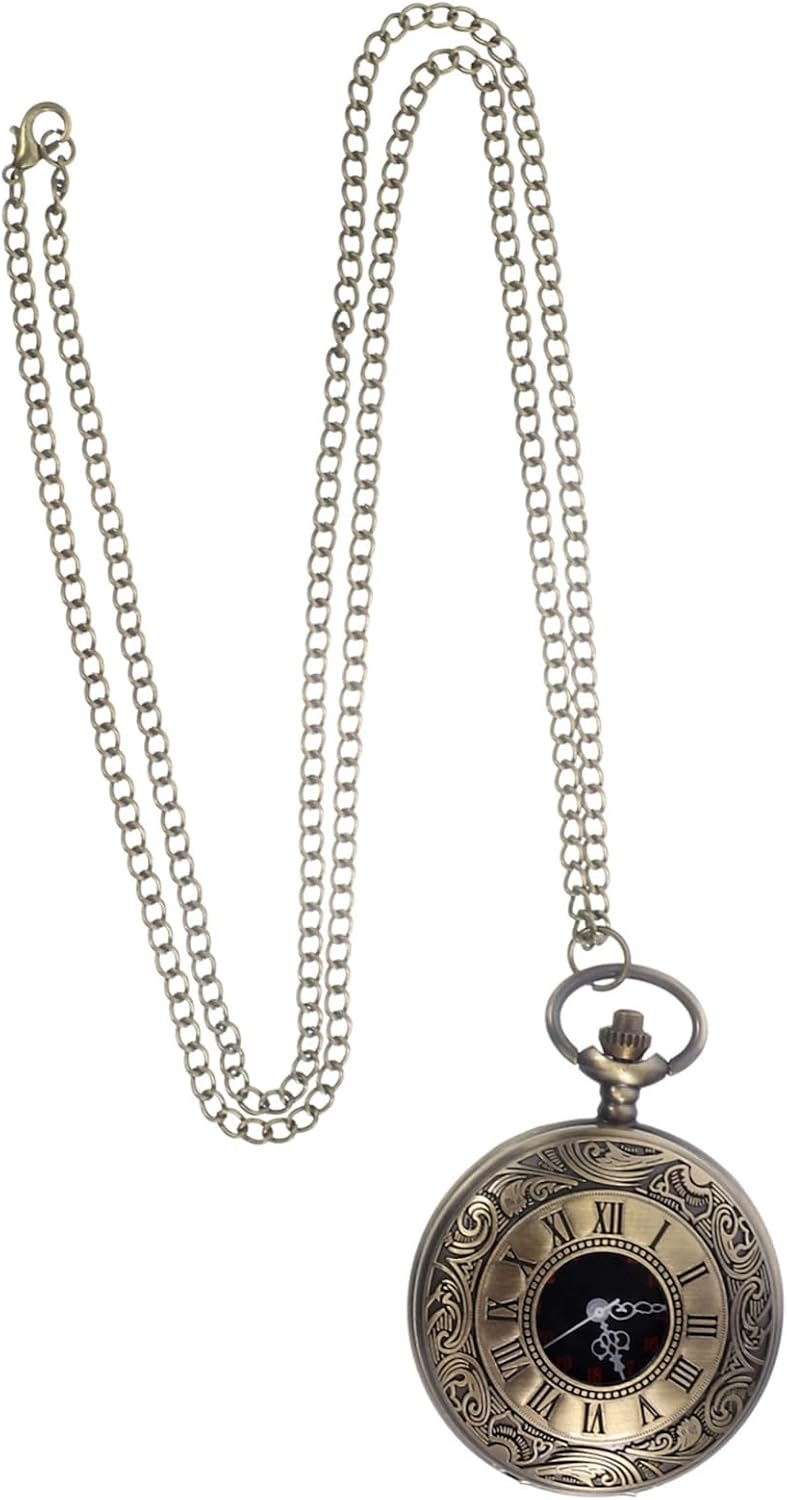 FOMIYES Vintage Style Pocket Watch Dual Display Alloy Brown Classic