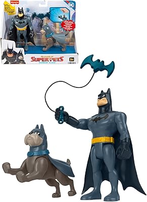 Fisher-Price DC League of Super-Pets Batman & Ace the Hound Poseable Figure & Accessory Set for Preschool Kids Ages 3+ Years