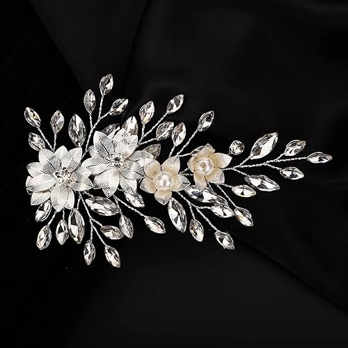 Miniatura 2 de Teyglen Pinza para el pelo de novia, horquillas para el pelo de boda, diamantes de imitación de cristal, pasadores de pelo dorados y plateados,