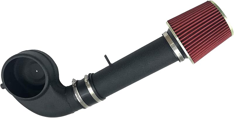 Kit de admissão de ar frio 8,89 cm OBUYTO para Chevrolet e GMC 1988–1995 – Tubo preto e filtro vermelho