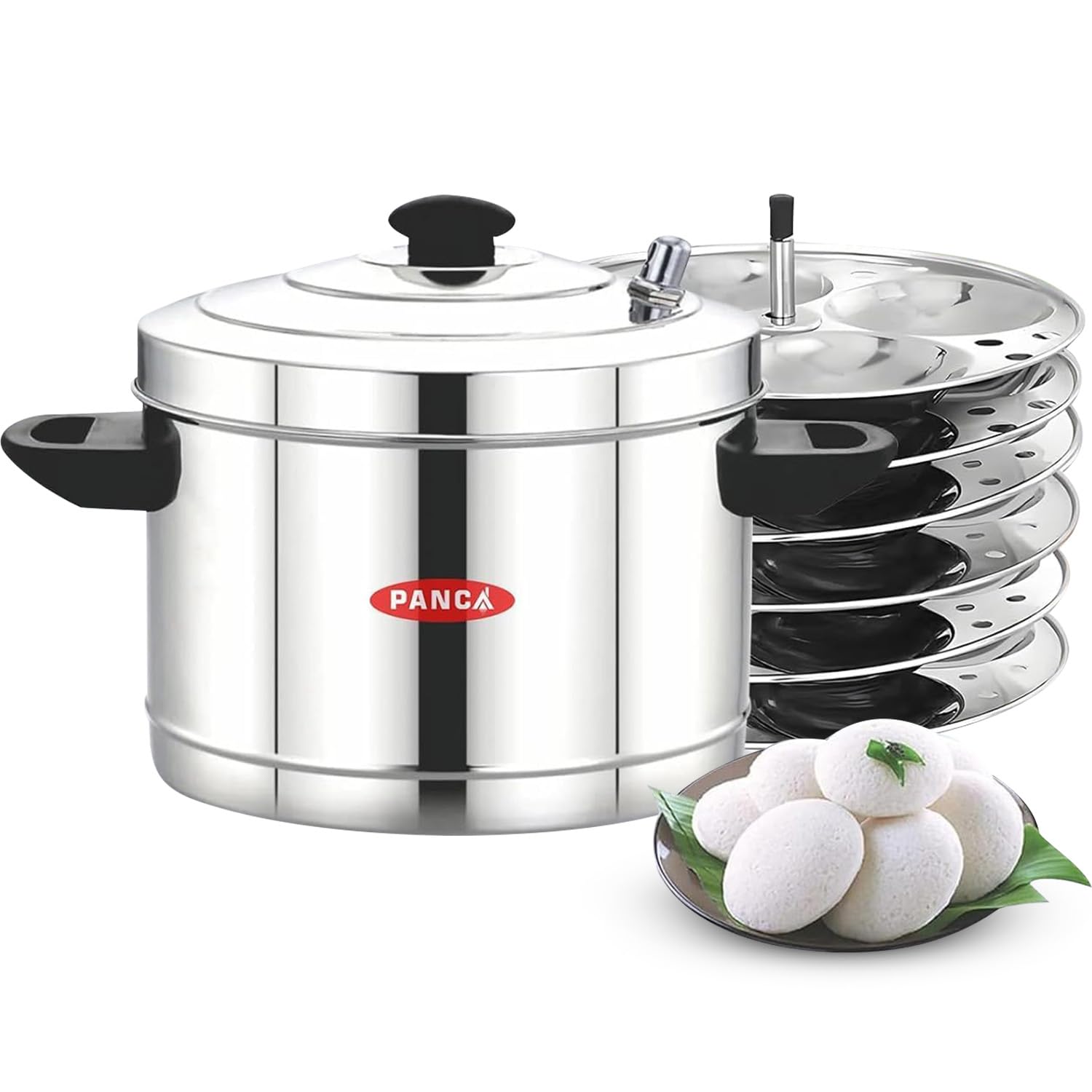 PANCA Stainless Steel Idli Maker 6 Plates 24 Idli Cooker | Multipurpose Idli Dhokla Steamer Pot | Kitchen Accessories | Heavy Duty Stainless Steel Steamer for Gas Stove Cooking-image-37